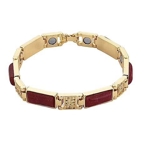 Cherry Quartz Fancy Bracelet (Size - 7.25)  16.000  Ct.