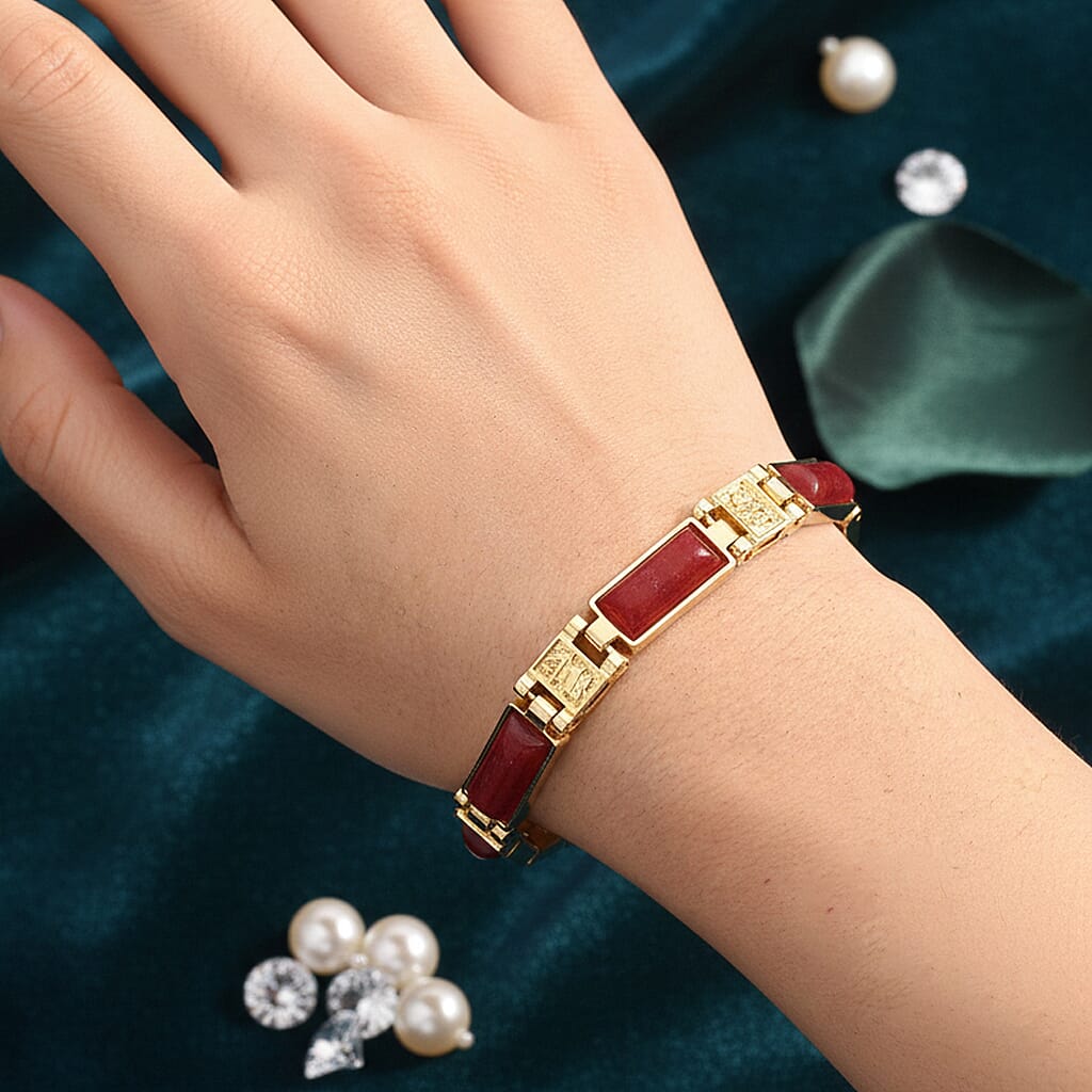 Designer Inspired- Cherry Quartz Magnetic Therapy Bracelet (Size - 7.5) .