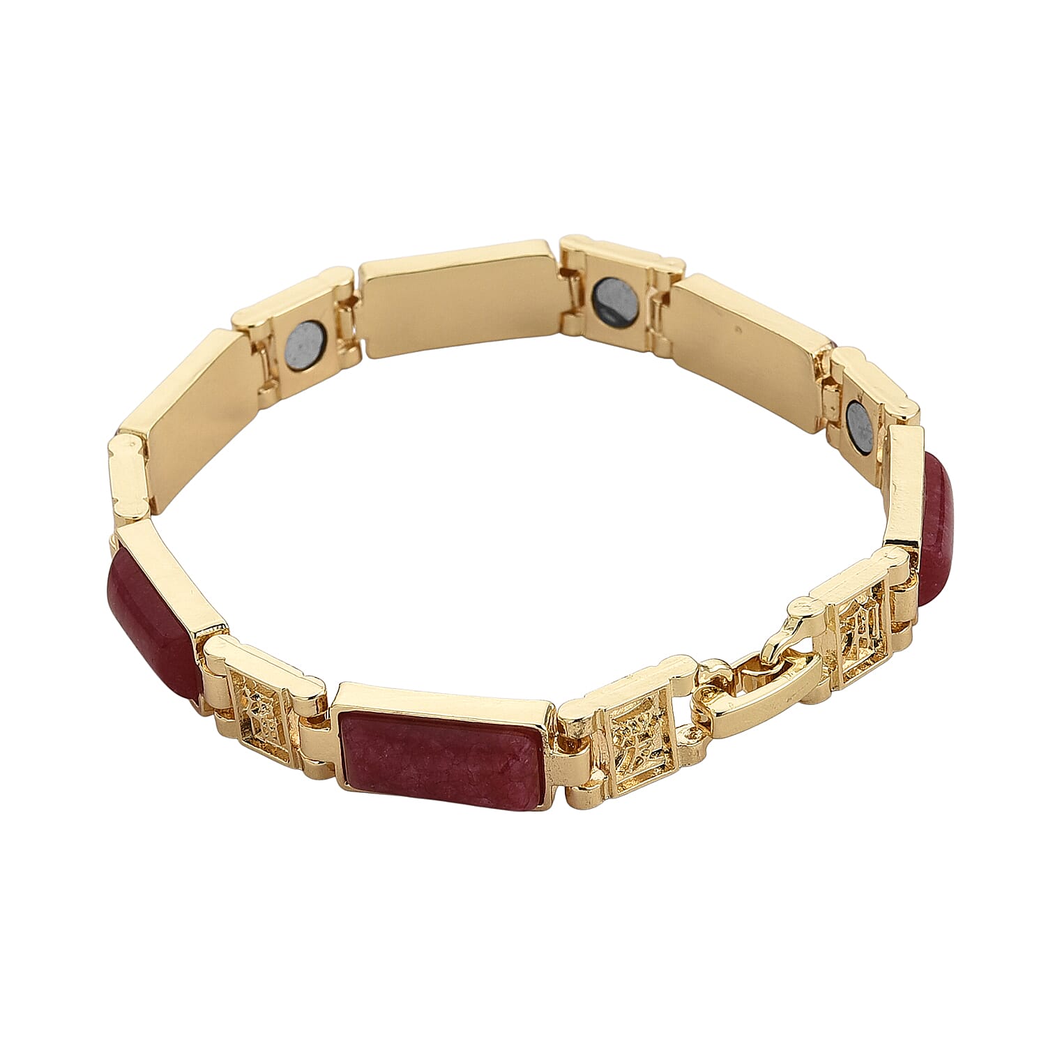 Designer Inspired- Cherry Quartz Magnetic Therapy Bracelet (Size - 7.5) .