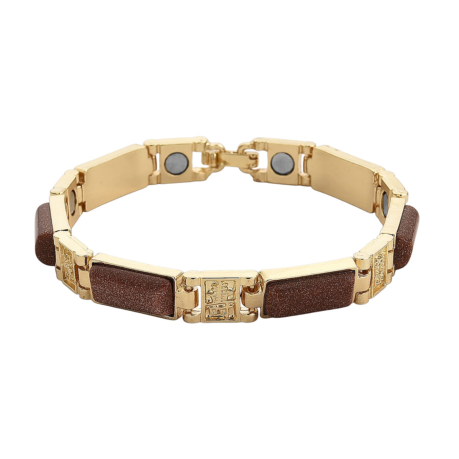 Designer Inspired- Gold Sand Stone Magnetic Therapy Bracelet (Size - 7.5) .