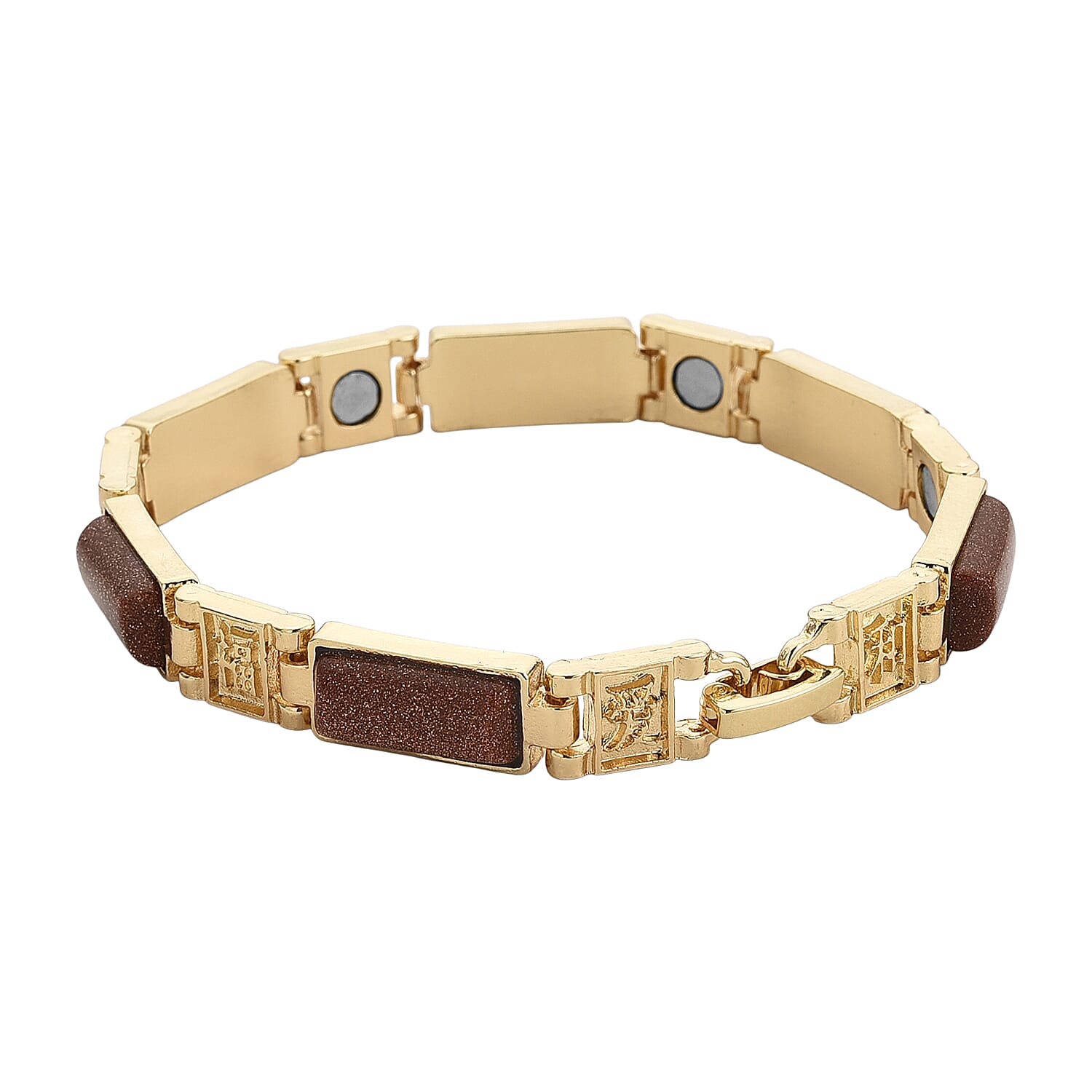 Designer Inspired- Gold Sand Stone Magnetic Therapy Bracelet (Size - 7.5) .