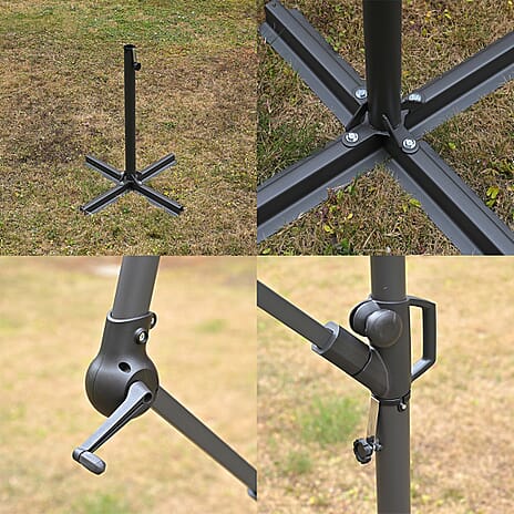 Cantilever Banana Umbrella - Overhanging 6-Rib Garden Parasol (3m) - Green