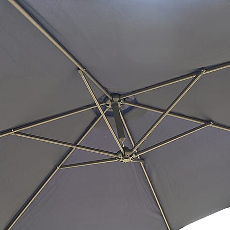 Cantilever Banana Umbrella - Overhanging 6-Rib Garden Parasol (3m) - Blue