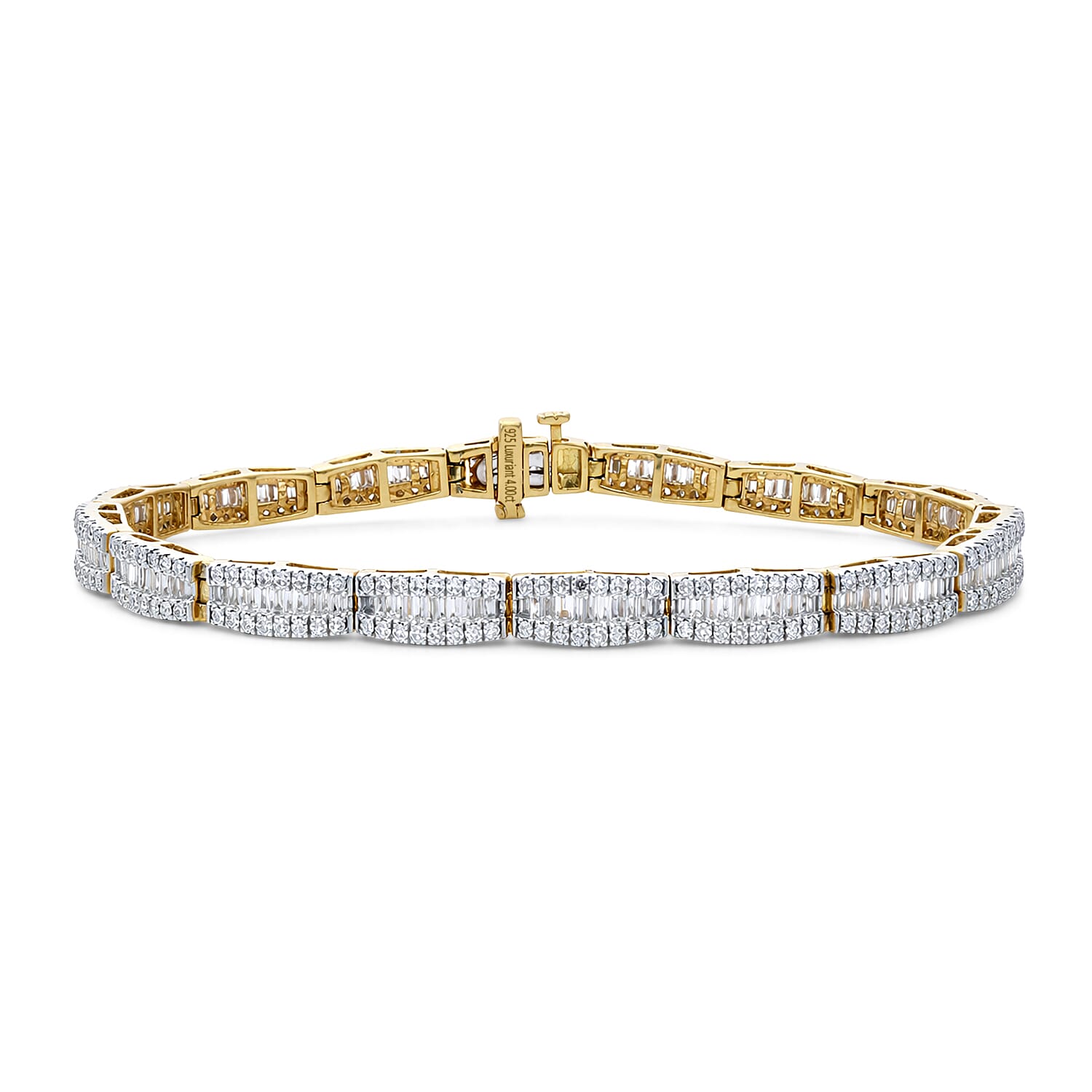 NY Close Out Deal- Luxuriant Lab Grown Diamond (SI-GH) Bracelet (Size - 7.5) in 18K YG Vermeil Sterling Silver 4.25 Ct.