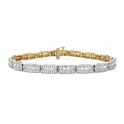 LUXURIANT 4.25 Ct. Lab Grown Diamond Cluster Link Bracelet with Box Clasp in 18K Vermeil Yellow Gold Over Sterling Silver 7.5 Inch (SI-GH)