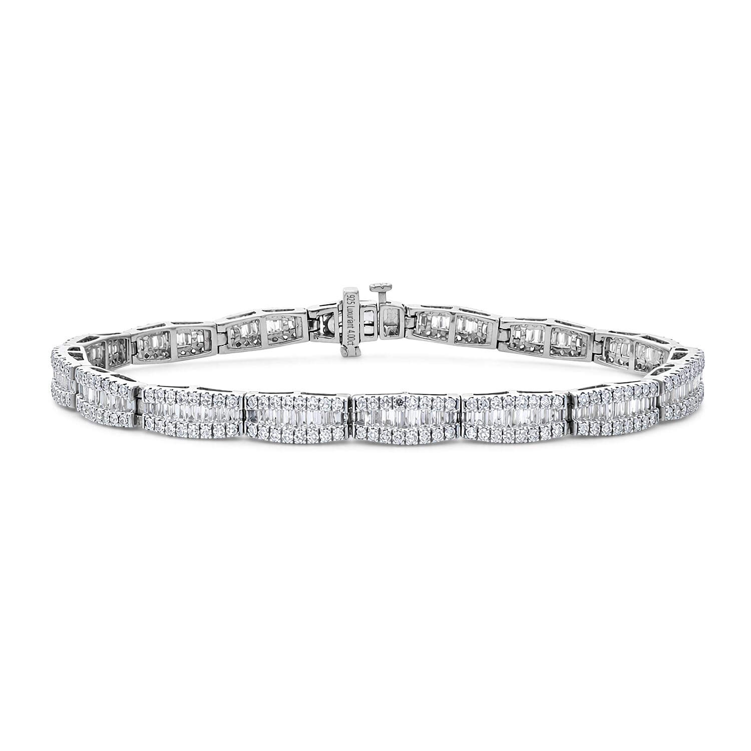 NY Close Out Deal-Luxuriant Lab Grown Diamond (SI-GH) Bracelet (Size - 7.5) in Rhodium Overlay Sterling Silver 4.25 Ct.