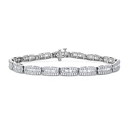 LUXURIANT 4.25 Ct. Lab Grown Diamond Cluster Link Bracelet with Box Clasp in 18K Vermeil Yellow Gold Over Sterling Silver 7.5 Inch (SI-GH)
