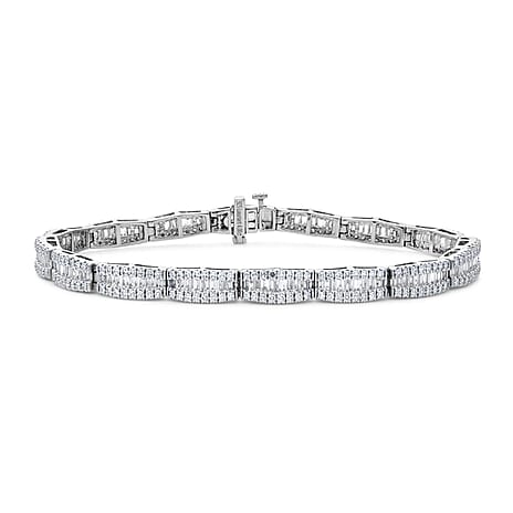 NY Close Out Deal-Luxuriant Lab Grown Diamond (SI-GH) Bracelet (Size - 7.5) in Rhodium Overlay Sterling Silver 4.25 Ct.