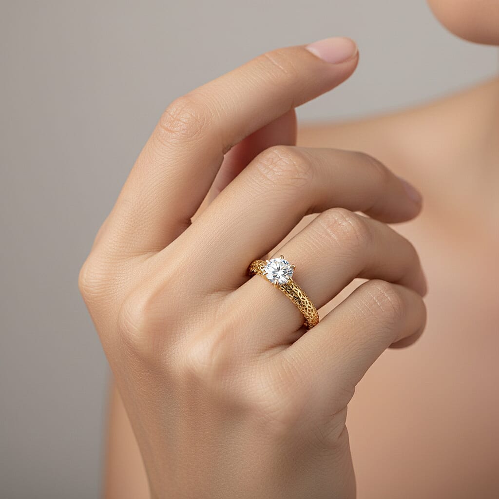 Luxuriant 9K Yellow Gold Lab Grown Diamond (SI-GH) Ring 0.50 Ct.