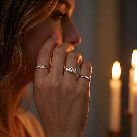 Luxuriant 18K Yellow Gold IGI Certified Lab Grown Diamond (VS-EF) Trilogy Ring 3.00 Ct.