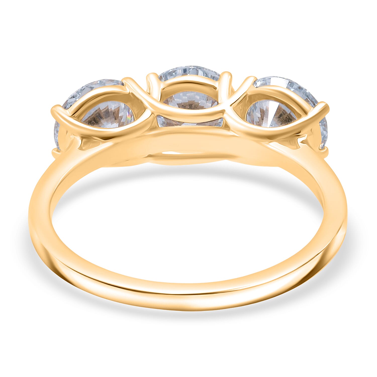 Luxuriant 18K Yellow Gold IGI Certified Lab Grown Diamond (VS-EF) Trilogy Ring 3.00 Ct.