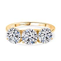 Luxuriant 18K Yellow Gold IGI Certified Lab Grown Diamond (VS-EF) Trilogy Ring 3.00 Ct.