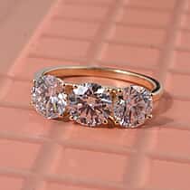 Luxuriant 18K Yellow Gold IGI Certified Lab Grown Diamond (VS-EF) Trilogy Ring 3.00 Ct.
