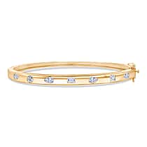LUXURIANT 2 Ct. Lab Grown Diamond Half-Eternity Openable Bangle (Size - 7.5) in 18K Vermeil Yellow Gold Over Sterling Silver (VS-EF)