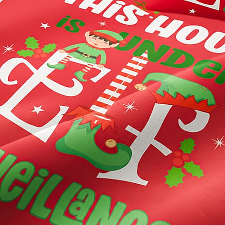 Elf Surveillance Print Christmas Bedding Set - Duvet Cover - 1 x Pillow Cases (137 x 200 cm) - Multicolour