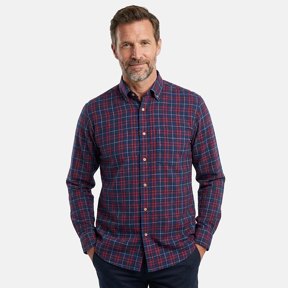 Jj Willis Mens Casual Checker Shirt (Size XL) - Navy & Red