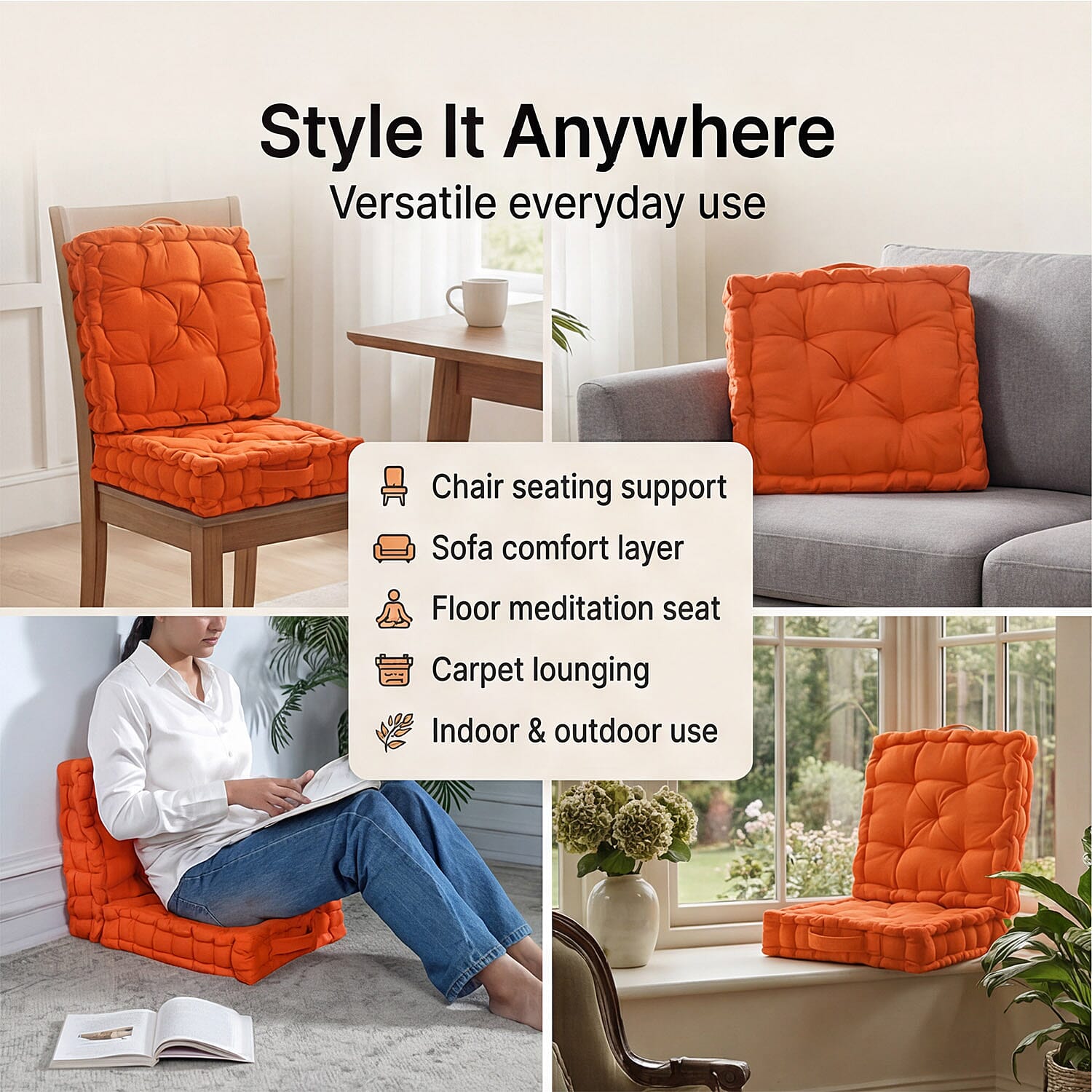 Hush Haven Cotton Solid Cushion Cover (Size 40x8 cm) - Orange
