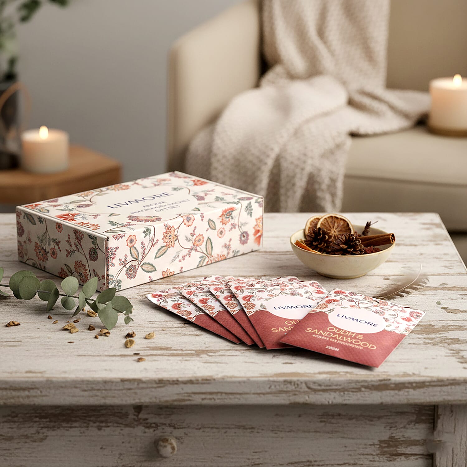 Livmore 10-Pack Oudh & Sandalwood Aroma Fragrance Scented Sachets - 20g