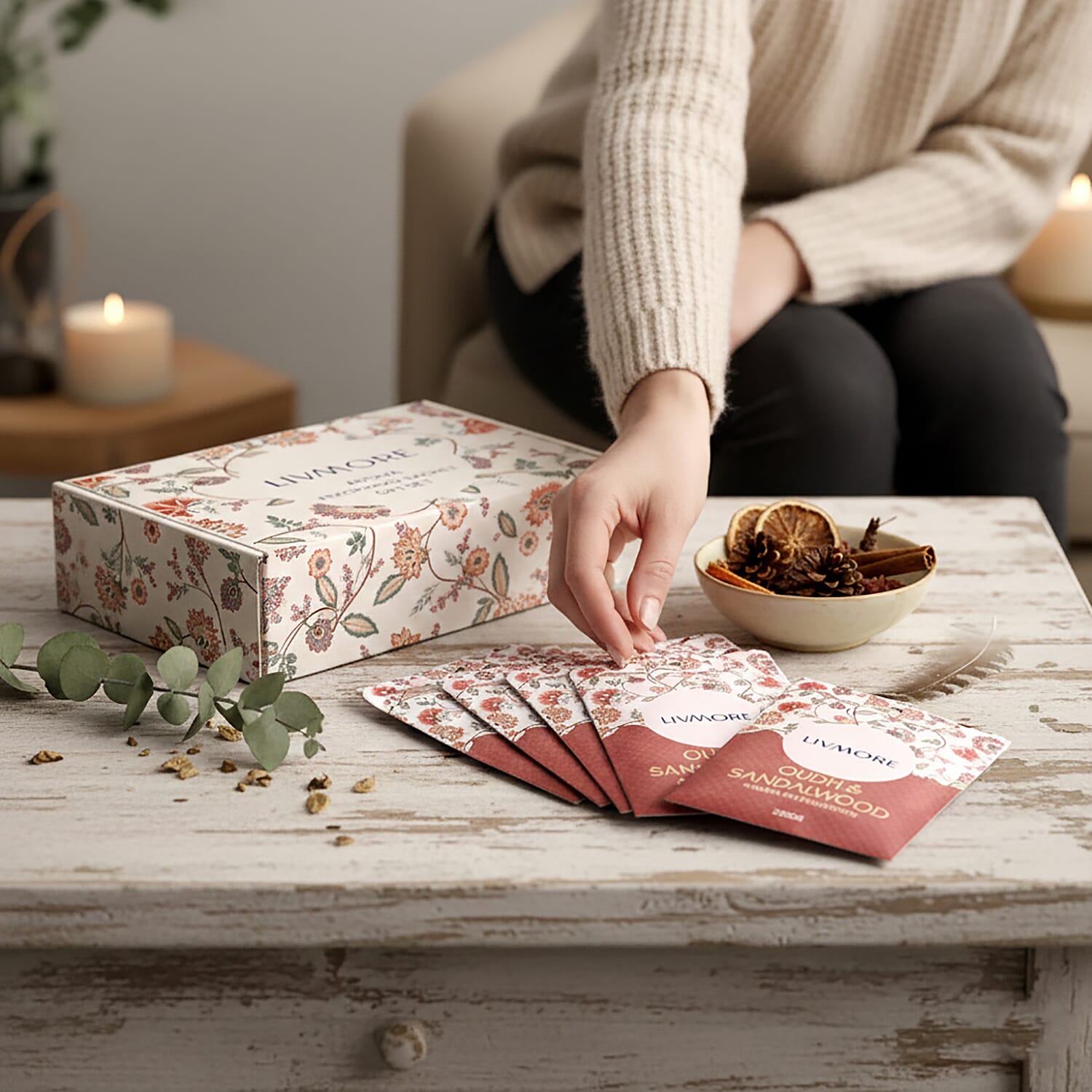 Livmore 10-Pack Oudh & Sandalwood Aroma Fragrance Scented Sachets - 20g