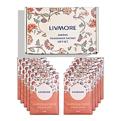 Livmore 10-Pack Oudh & Sandalwood Aroma Fragrance Scented Sachets - 20g