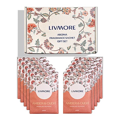 Livmore 10-Pack Amber & Oudh Fragrance Scented Sachets - 20g