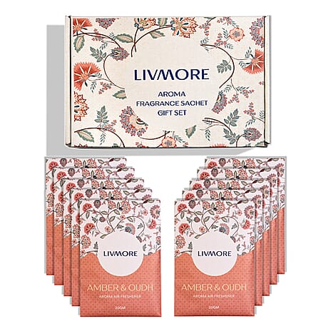 Livmore 10-Pack Amber & Oudh Fragrance Scented Sachets - 20g