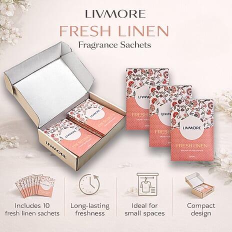 Livmore 10-Pack Fresh Linen Scented Fragrance Sachets - 20g