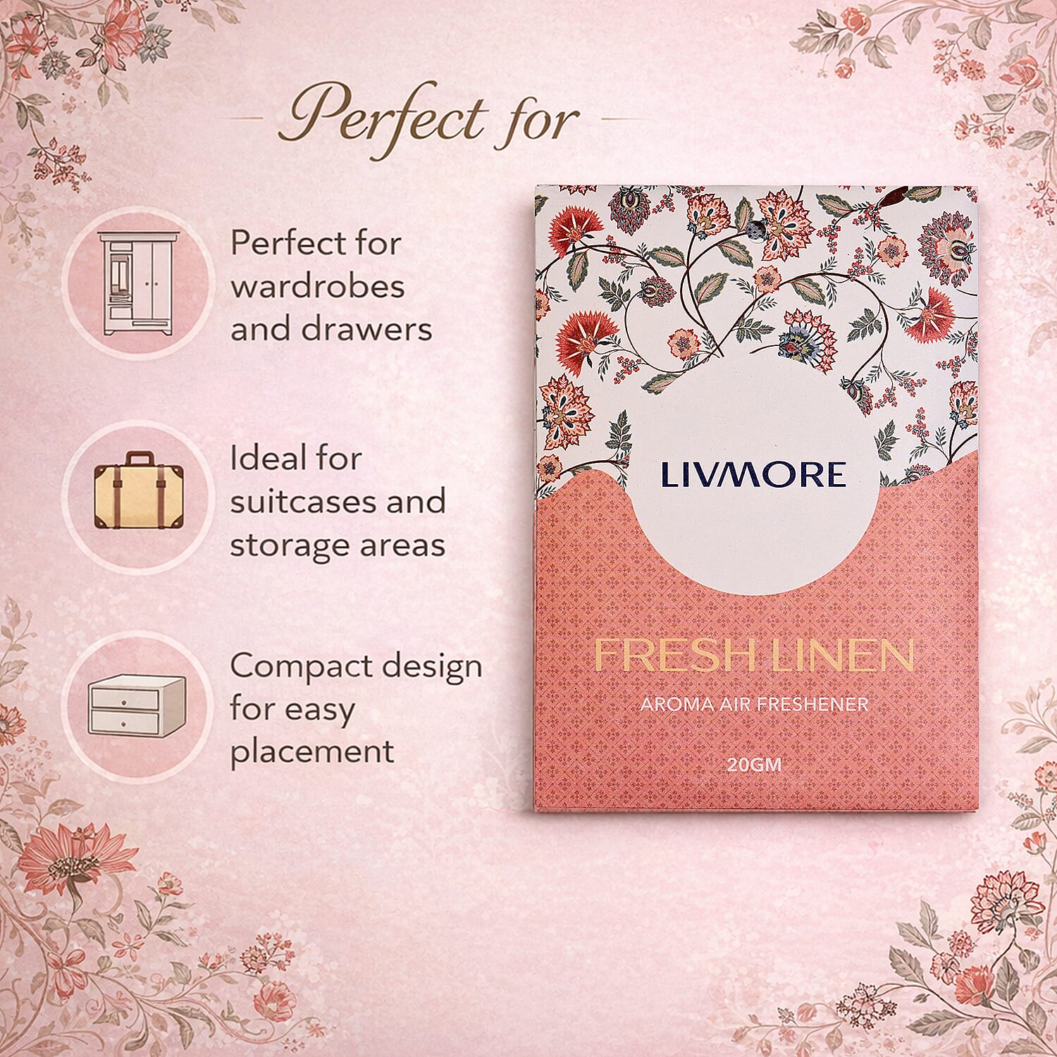 Livmore 10-Pack Fresh Linen Scented Fragrance Sachets - 20g