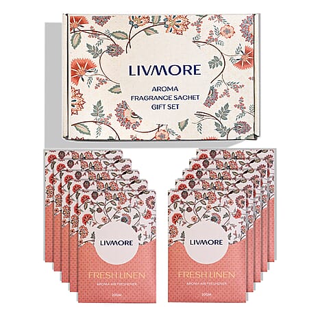 Livmore 10-Pack Fresh Linen Scented Fragrance Sachets - 20g
