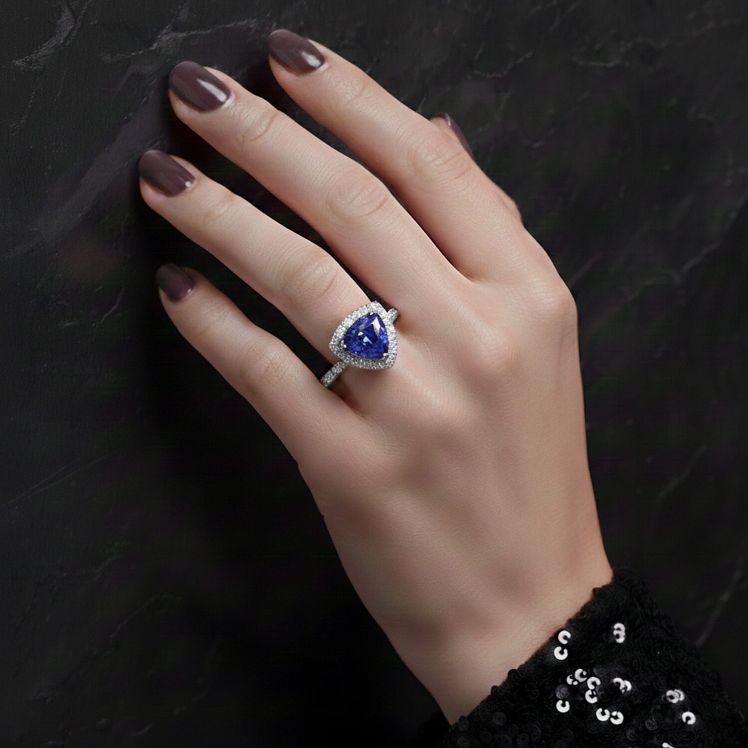 Rhapsody 950 Platinum AGI Certified AAAA Intense Vivid Tanzanite & (VS-E-F) Natural Diamond Solitaire Ring 3.20 Ct.