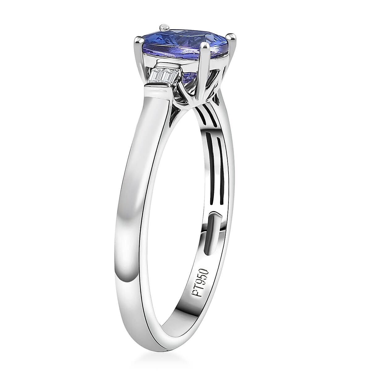 950 Platinum AAAA Tanzanite White Diamond VS-EF Solitaire Ring, Platinum Wt.4.91 Gms  1.890  Ct.