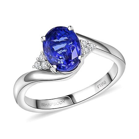Appraised & Certified RHAPSODY 950 Platinum AAAA Tanzanite, White Diamond VS-EF Solitaire Ring, 2.80 Ct.