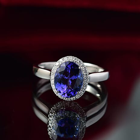 950 Platinum AAAA Tanzanite White Diamond EF, VS Solitaire Ring, Platinum Wt.1.27 Gms  3.190  Ct.