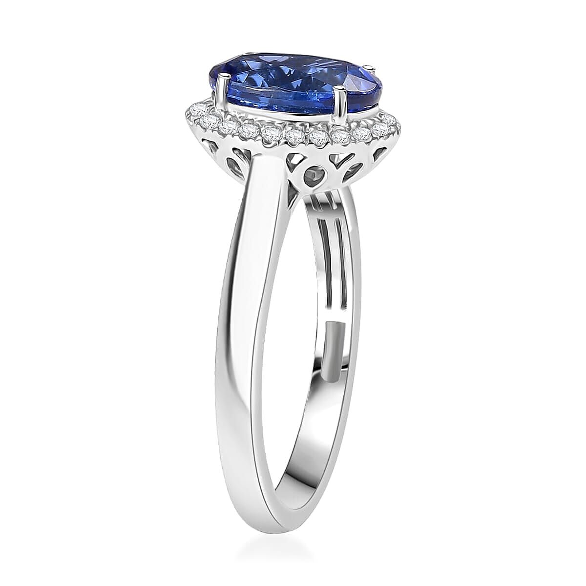 950 Platinum AAAA Tanzanite White Diamond EF, VS Solitaire Ring, Platinum Wt.1.27 Gms  3.190  Ct.