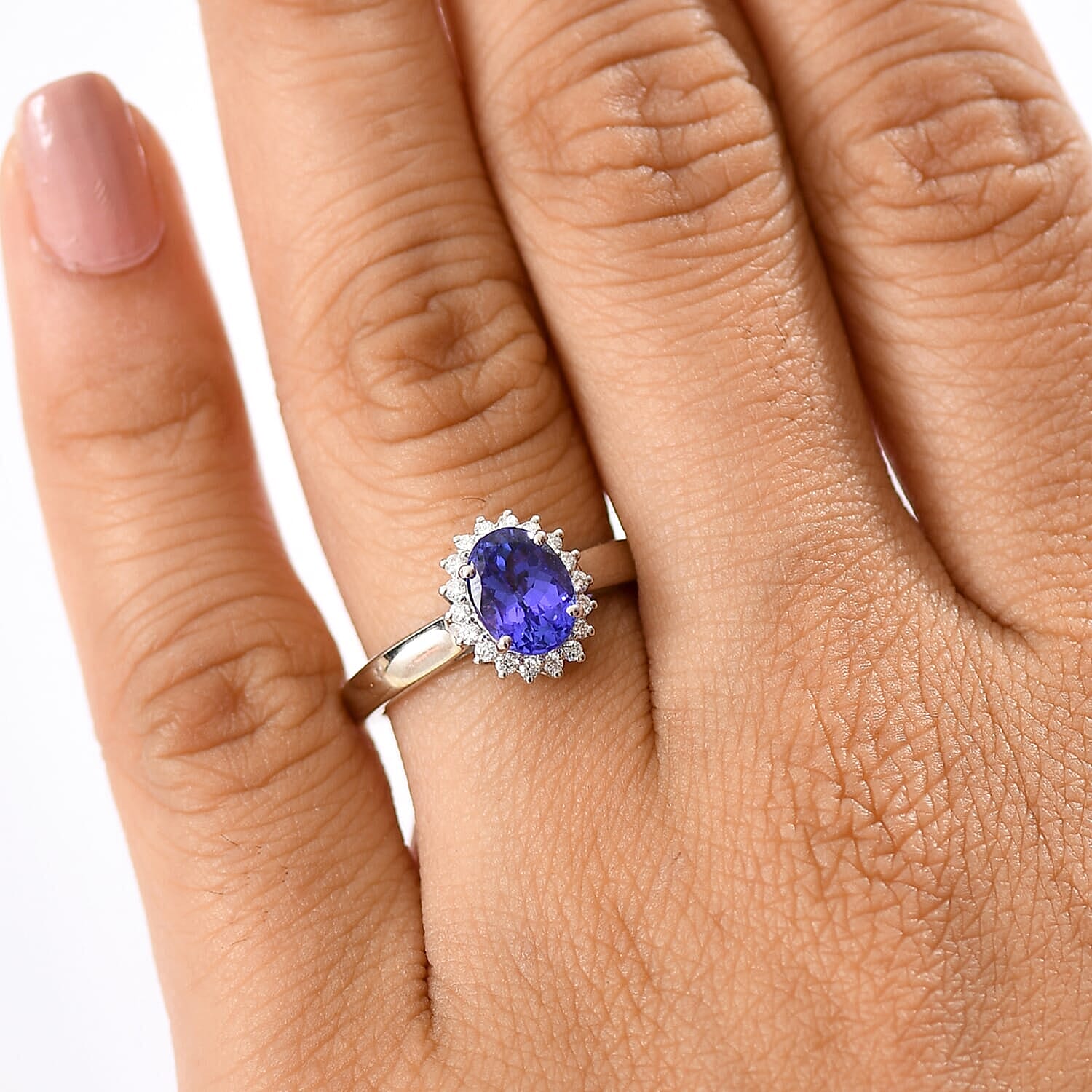 950 Platinum AAAA Tanzanite White Diamond EF, VS Solitaire Ring, Platinum Wt.0.51 Gms  1.700  Ct.