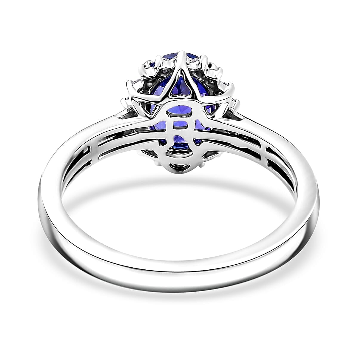 950 Platinum AAAA Tanzanite White Diamond EF, VS Solitaire Ring, Platinum Wt.0.51 Gms  1.700  Ct.