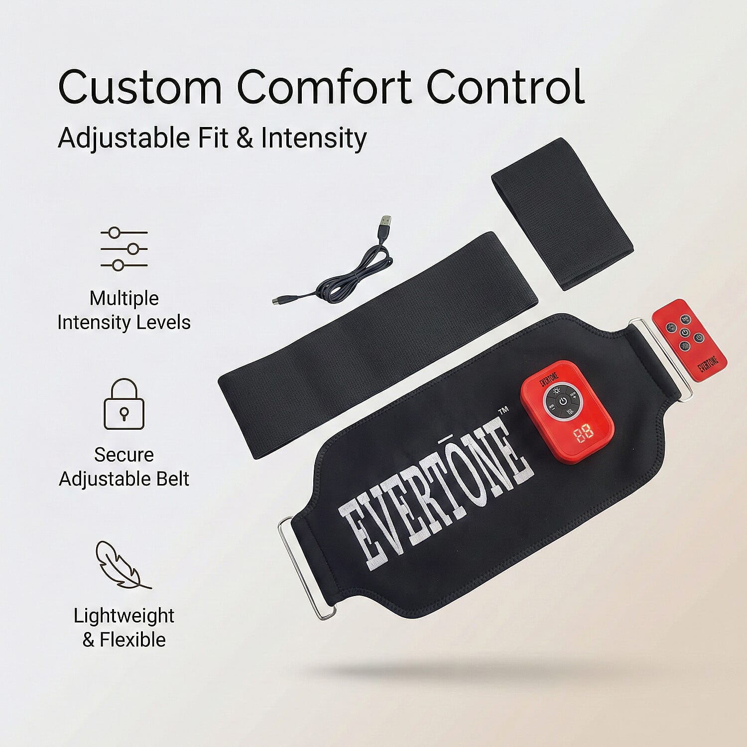 THE ULTIMATE FITNESS & TONING DEVICE - Evertone 3 in 1 Tone and Tight Belt With Red & Infra Red Light, EMS & Heat Therapy Theraputic Device
