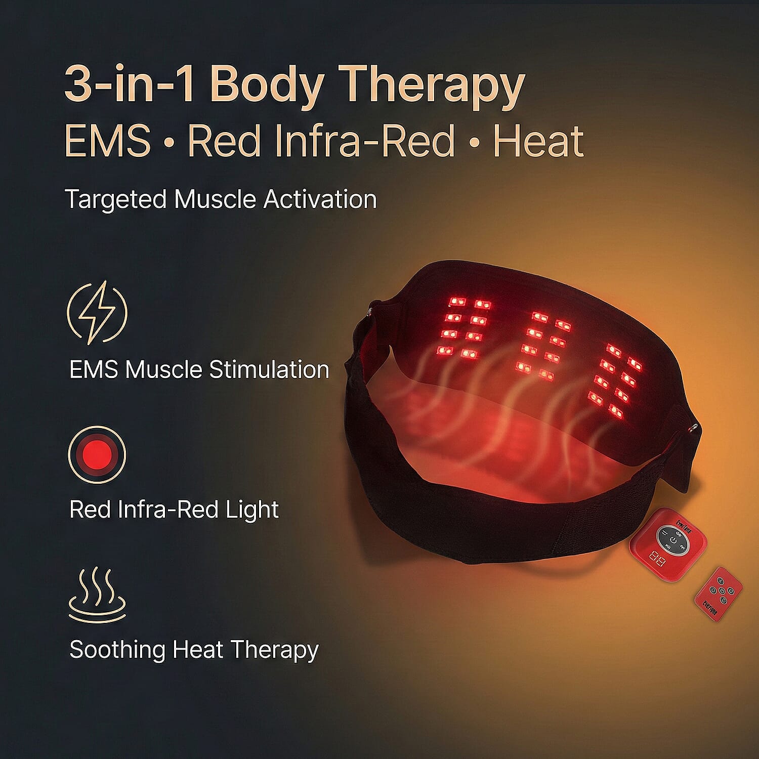 THE ULTIMATE FITNESS & TONING DEVICE - Evertone 3 in 1 Tone and Tight Belt With Red & Infra Red Light, EMS & Heat Therapy Theraputic Device