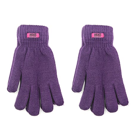 Heat Machine Ladies Acrylic Thermal Gloves (One Size) - Purple