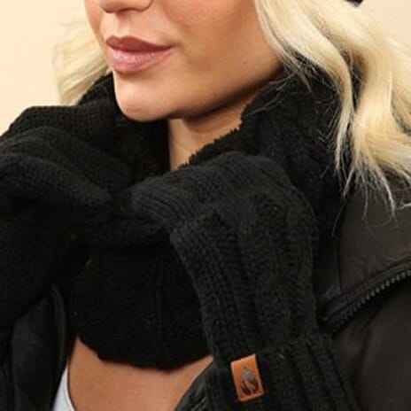 Ladies Cable Knit Fleece Lined Snood (One Size, 21 CM) - Black