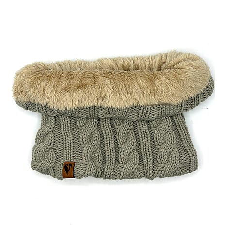 Ladies Cable Knit Fleece Lined Snood (One Size, 21 CM) - Stone