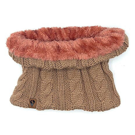 Ladies Cable Knit Fleece Lined Snood (One Size, 21 CM) - Blush Pink
