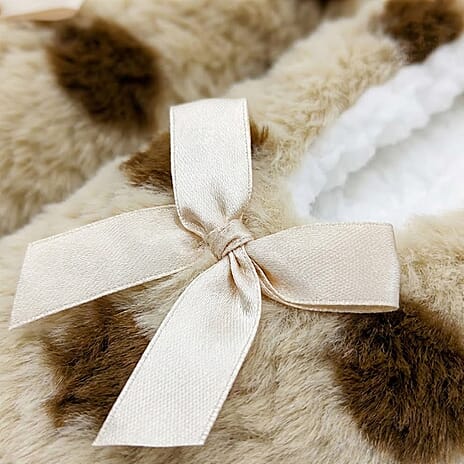 Super Soft Warm Cozy Spots Design Slipper Socks (UK 4-8) - Mocha