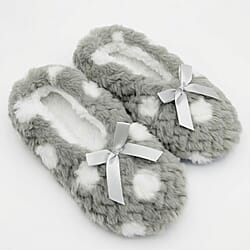 Super Soft Warm Cozy Spots Design Slipper Socks (UK 4-8) - Khaki