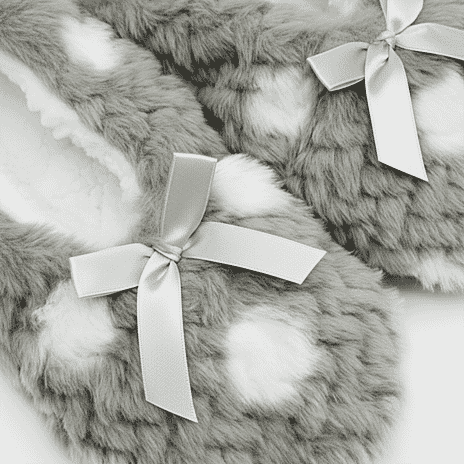 Super Soft Warm Cozy Spots Design Slipper Socks (UK 4-8) - Grey