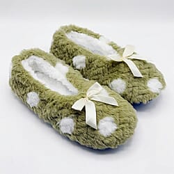 Super Soft Warm Cozy Spots Design Slipper Socks (UK 4-8) - Khaki