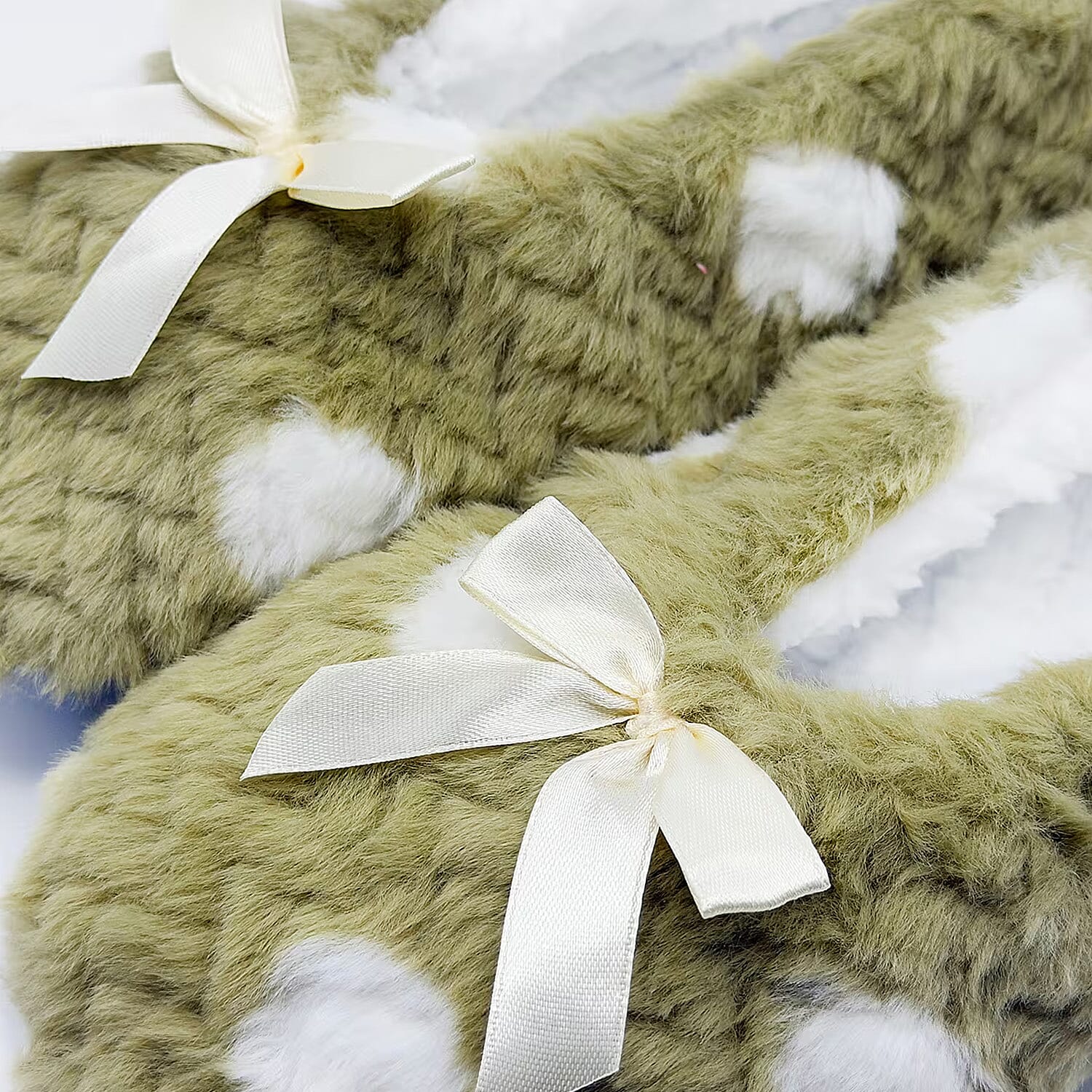 Super Soft Warm Cozy Spots Design Slipper Socks (UK 4-8) - Khaki