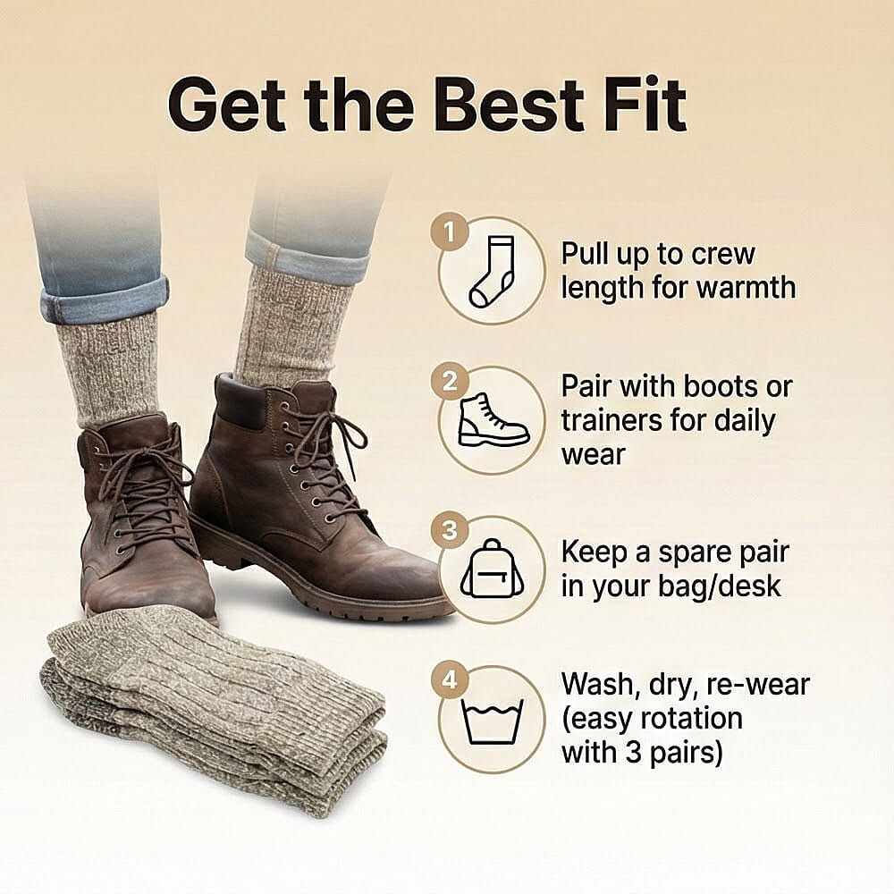 3 Pack ProHike Cushion Sole Wool Socks (UK 6-11) - Beige