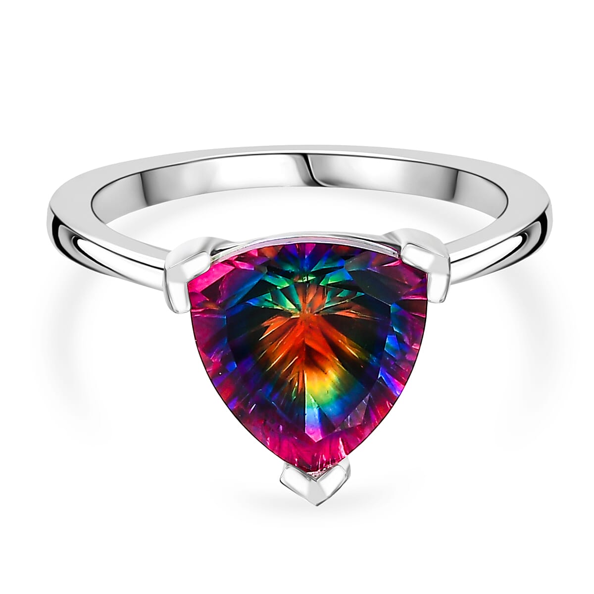 D'Joy Nebula Quartz Doublet Solitaire Ring in Platinum Overlay Sterling Silver 2.96 Ct.