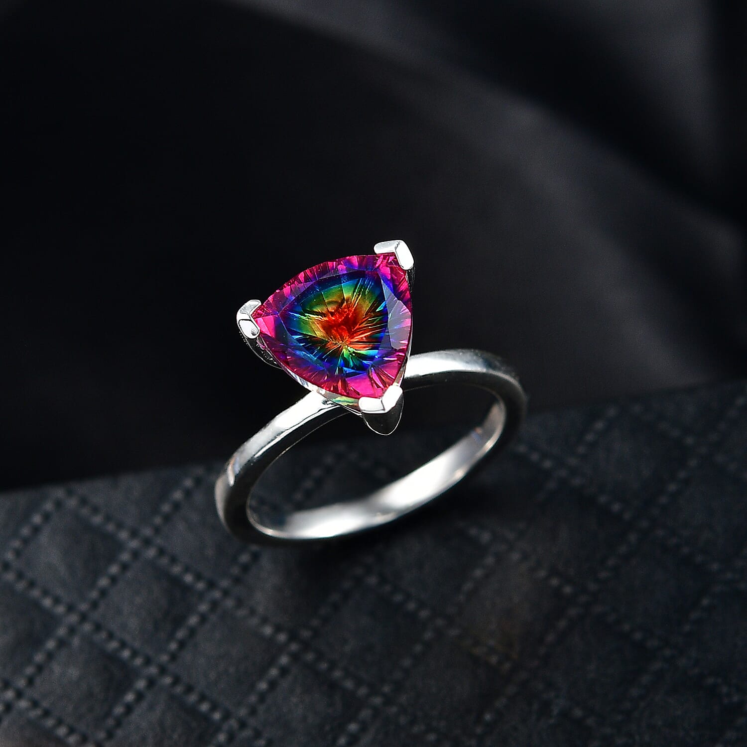 D'Joy Nebula Quartz Doublet Solitaire Ring in Platinum Overlay Sterling Silver 2.96 Ct.